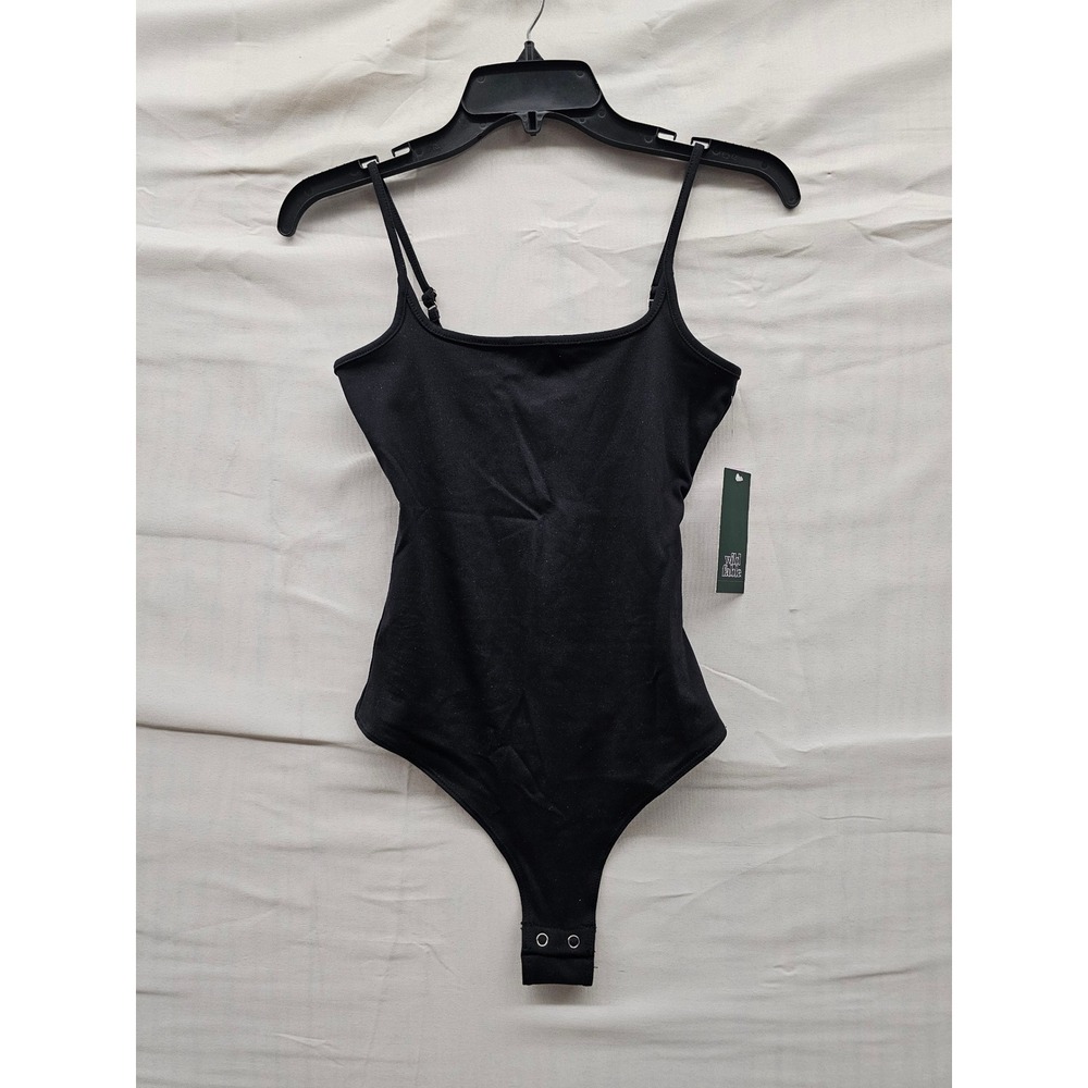 Wild Fable Womens Square Neck Bodysuit Black Polyester Blend Casual Size‎ XS